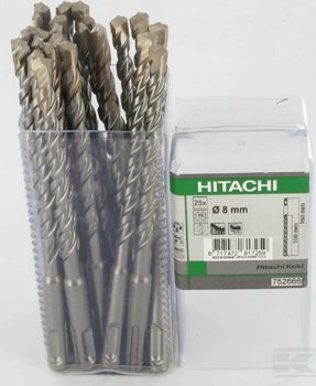 Буры для перфоратора SDS-PLUS 2 режущие кромки 8x160 25 шт Hitachi 752666 (Япония) - фото