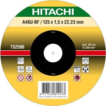 Диск отрезной по нержавеющей стали 125х22,2x1,5 Hitachi 752506 (Япония) - фото