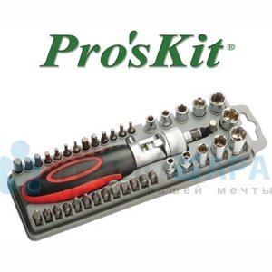Регулируемая отвертка с набором бит и головок Pro’sKit, SD-2309